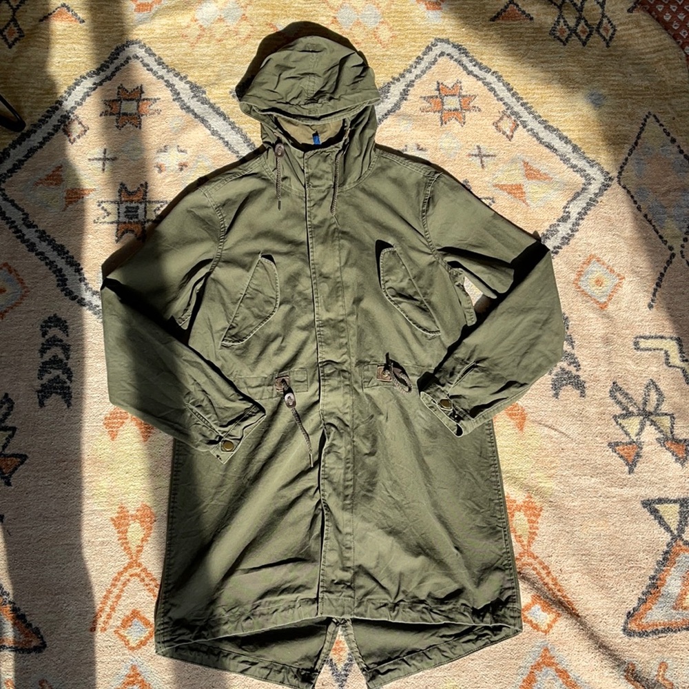 H&M/ParkaJacket/Men/KhakiGreen/SizeS